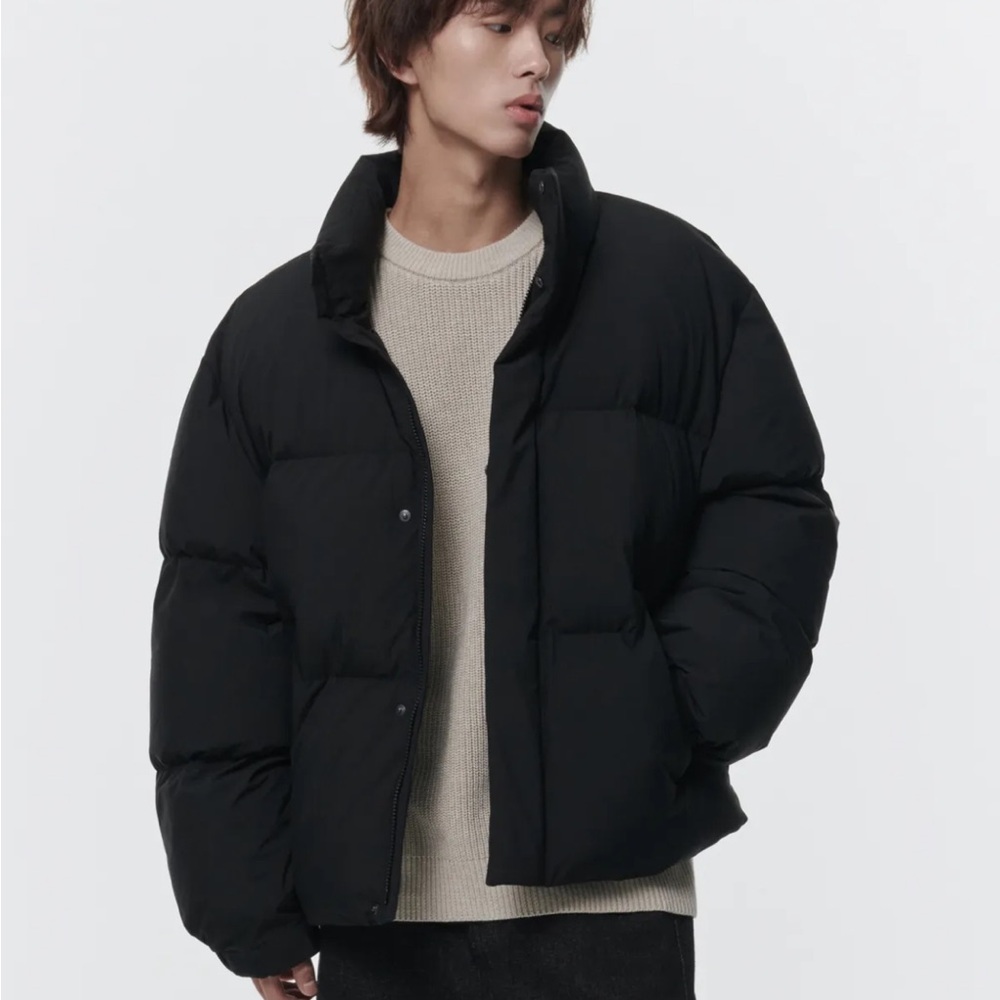 Musinsa Daily Short Padded Puffer Jacket Oversized Size Small Black - Picture 4 of 6
